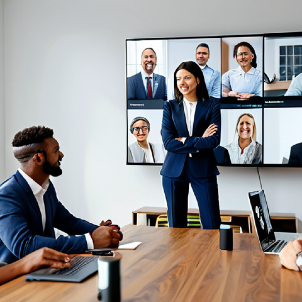 A diverse team of professional adults, fully clothed in modest business attire, actively engaged in a virtual collaboration session. Each individual is in their clean, modern home office, with screens showing blurred video calls, emphasizing a sense of shared purpose and human connection. The atmosphere is positive and collaborative, with natural light illuminating the scene. High-quality professional photography, sharp focus, perfect anatomy, correct proportions, natural pose, well-formed hands, proper finger count, natural body proportions, appropriate attire, professional dress, safe for work, appropriate content, family-friendly.