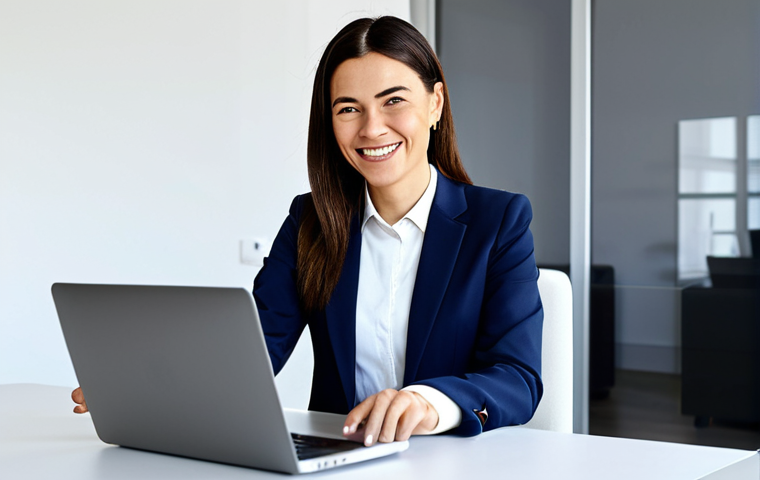 **

A professional businesswoman, fully clothed in a stylish business suit, actively participating in a virtual conference call on her laptop. The background shows a modern, minimalist home office setup. She is smiling and engaged, gesturing towards the screen.  Perfect anatomy, natural proportions, well-formed hands, proper finger count.  Safe for work, appropriate content, professional, family-friendly, modest clothing.  High quality digital art, professional illustration.

**