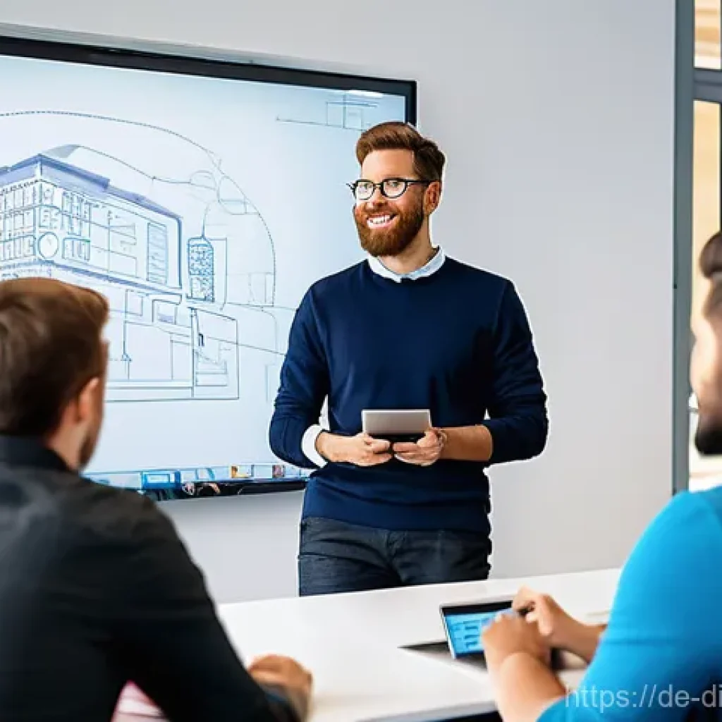 디지털 프리 존과 혁신 생태계 구축 - **Prompt:** "A vibrant, modern co-working space within a German Digital Hub. Diverse young professio...