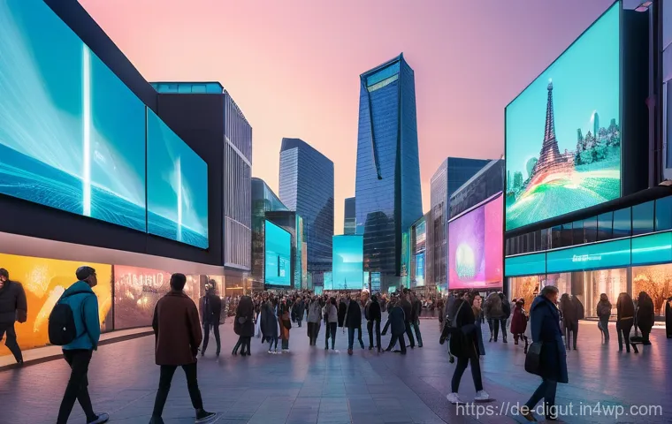디지털 프리 존과 규제 완화의 관계 - **Prompt:** A bustling, futuristic city square at dusk, showcasing advanced sustainable architecture...
