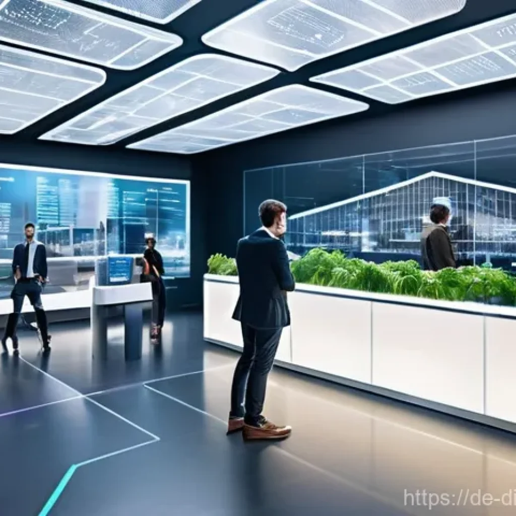 디지털 프리 존과 글로벌 시장 동향 - **Prompt:** A bustling, futuristic innovation hub located in a sleek, modern architectural complex w...