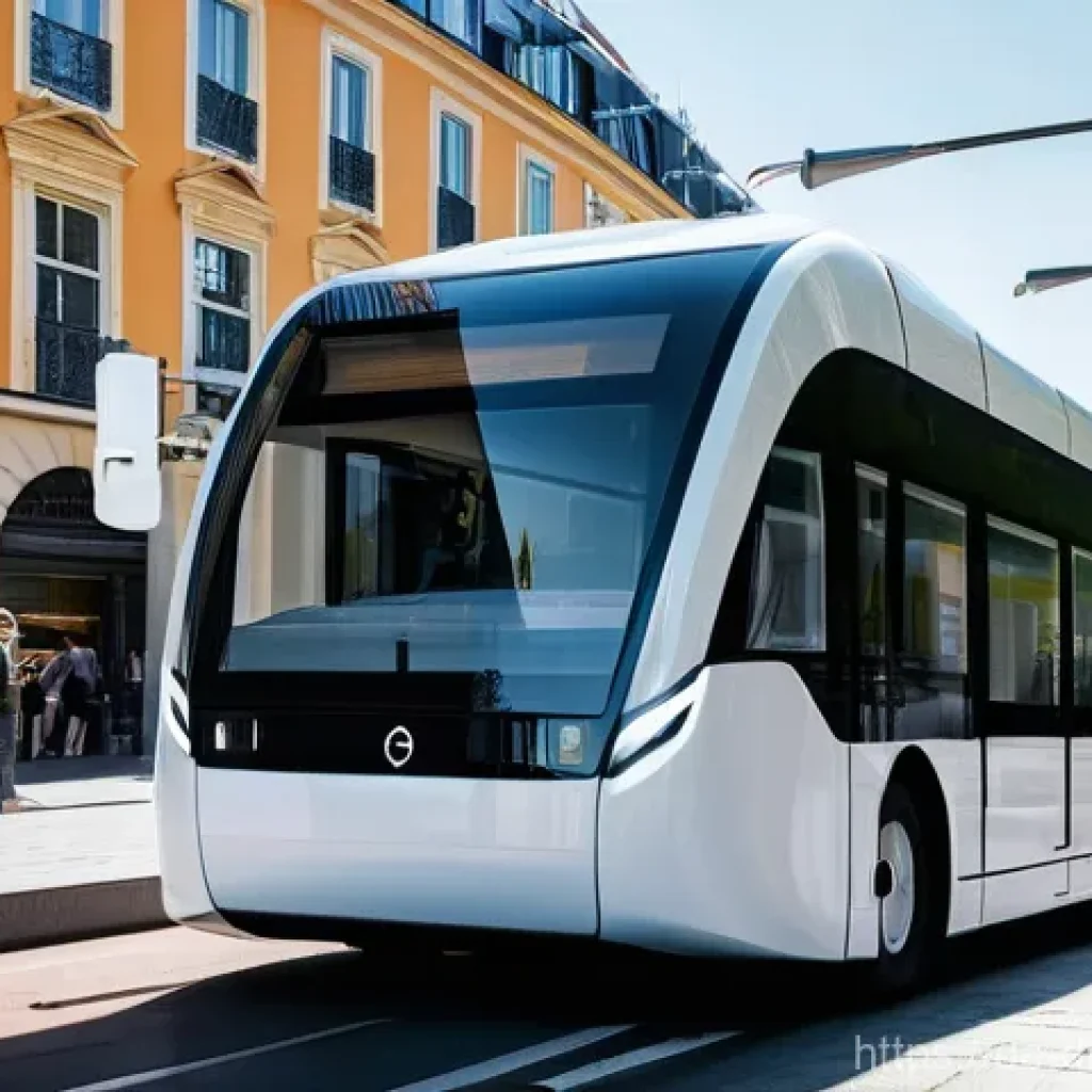 디지털 프리 존에서의 자율주행 기술 적용 - **Prompt Title: Autonomous Shuttle in a European Digital Free Zone**
**Image Prompt:** A clean, ...