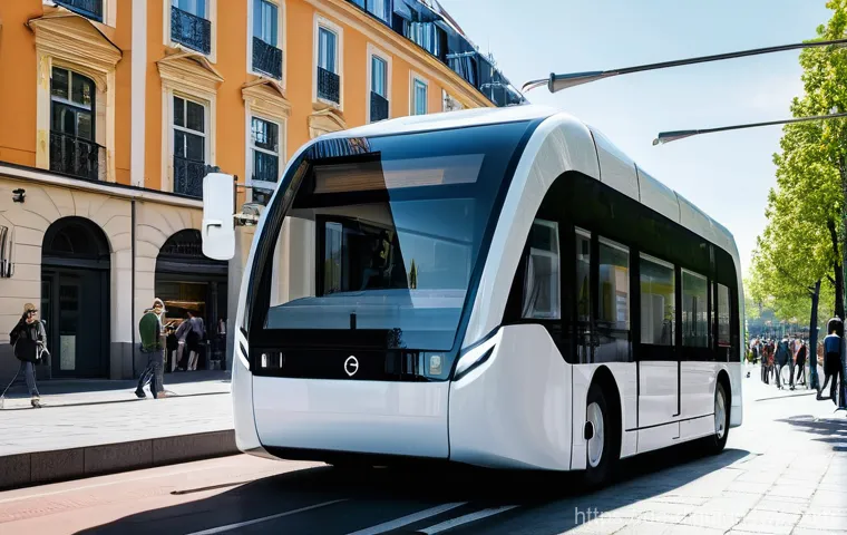 디지털 프리 존에서의 자율주행 기술 적용 - **Prompt Title: Autonomous Shuttle in a European Digital Free Zone**
**Image Prompt:** A clean, ...
