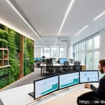 Home 23 디지털 프리 존의 기술 인프라 구축 방안 - A modern urban digital workspace in Berlin featuring modular office architecture with flexible walls...