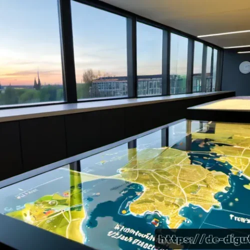 글로벌 디지털 프리 존 사례 연구 - Photorealistic documentary-style scene of a German digital free zone case study, modern innovation c...